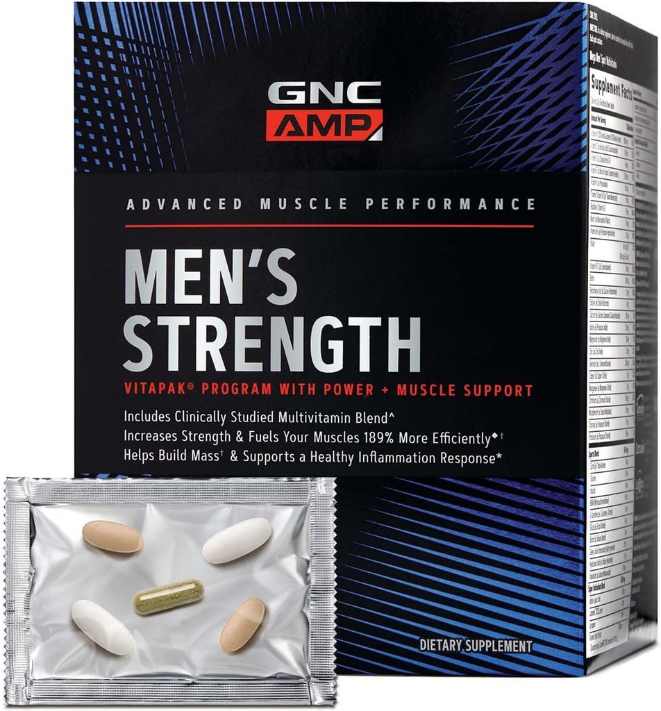 GNC AMP Men's Power Vitapak התוכנית, 3 מוצרים ב 1 Pack, Absorbable Creatine, Mass Building, Power השרירים, Anabolic Primers, Boost, Pro Ingredients, Multivitamin, 30 יום אספקת אספקה, 30 יום אספקת אספקה, 30 ימים אספקת משאבים, Anabolic Primers, Boost.