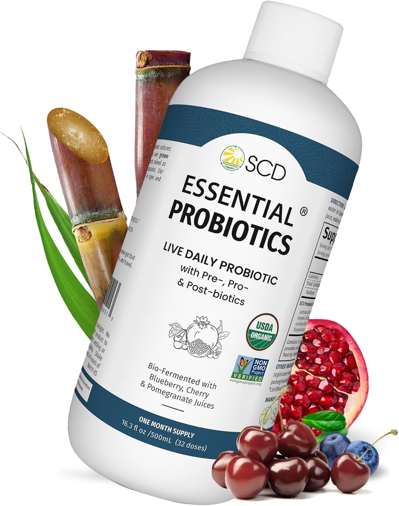 SCD Essential Probióticos para Mulheres, Homens, Crianças e Crianças, Probiótico ao Vivo para Digestão e Imunidade, Gut Health Liquid Probiótico Suplemento com 11 Strains – 16.3 fl oz por SCD Probióticos