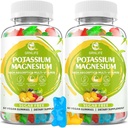 Potasio Magnesio osagarria Gummies, Potasio Gummies Helduentzat, Magnesium Glycinate Absorpzio Handia Leg Cramps & Immune Health, Sugar-Free, Vegan Mixed Flavors, 120 konde