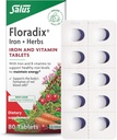 Táboas de ferro de Floradix - Suplemento de ferro con vitaminas B, ácido fólico, vitamina C e máis - soporte enerxético - vexetariano e sen glute - 80 comprimidos (80 porcións)