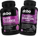 Liver Cleanse & Aktivert Charcoal Capsules - Liver Helse piller med artichoke, Berberine, gurkemeie urter - 1200 mg økologisk kokosnøtt Charcoal piller for magegass og blomstring støtte