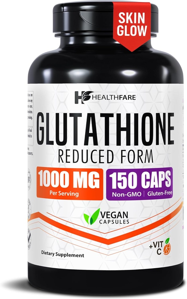 Integratore per la salute Glutathione 1000mg | Antiossidante GSH ridotto | 98%+ Altamente purificato | 150 capsule vegane | Supporto Immune & Detox | Non-GMO, senza glutine | Made in USA