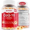 Sugar Free CoQ10 Filled Gummies 250MG, Coenzyme Q10 w/Magnesium Glycinate, Niacin No-Flush Vitamin B3, E & Folic Acid, High Absorption CoQ10 for HEA-rt, Cellular Energy & Antioxidant
