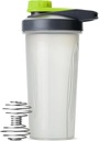 Mr. Pen- Shaker Bottles for Protein Mixes with Twist Cap, 28 oz, Gray/Green, Protein Shaker Bottle with Wire Whisk Ball