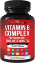 Vitamines complexes Divine Bounty Super B - Toutes les vitamines B incluant B12, B1, B2, B3, B5, B6, B7, B9, Acide folique - Supplément de vitamine B - Soutenir le métabolisme de l'énergie saine - 90 capsules végétariennes