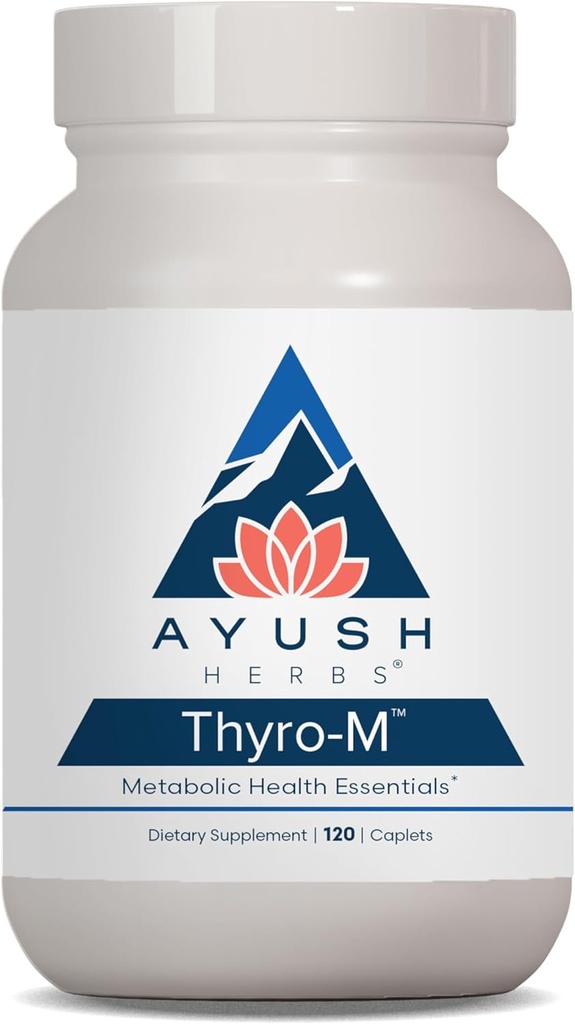 Ayush Herbs Thyro-M - Thyroid støtte for kvinner og menn, Thyroid helse, Thyroid omsorg med L Tyrosine, Ashwagandha, Kelp, Natural Energy Support - 120 vegetariske kapsler (1 greve)