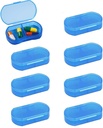 8PCS Pill Case Organizer Pocket liten pilleholder, daglig AM & PM beholdere, medisinholder, ideell for medisinering, vitamin, Supplement, Perfekt for reise, Ideell for purse (blå)