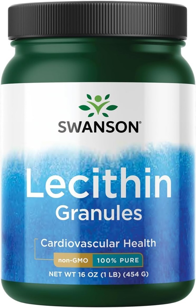 Swanson 100% Pure Lecithin Granules, Non-GMO, 16 oz (1 lb) | Supports Cardiovascular Health and Promotes Increased Mental Alertness with Plant-Based Full Spectrum Ingredients