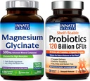 Innen Vitality Magnesium Glucinat & Probiotika 120 milliarder Bundle, Ikke-GMO, Ingen Gluten Dairy Soja & Vegan, Magnesium (120 Caps) & Probiotic (30 Caps)