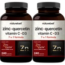 NatureBell Zinc Quercetin with Vitamin C & D3, 480 Capsules (2 Pack) | Quercetin 1,000mg + Zinc 50mg + Vitamin C 250mg + Vitamin D3 5,000 IU | 4-in-1 Advanced Immune & Lung Support | ZincVanta Formula