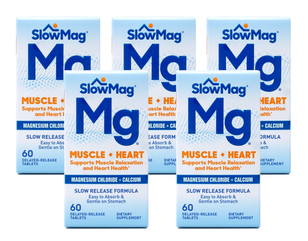 Slow Mag Magnesium Chloride and Calcium, 60 Tablets each (Value Pack of 5)