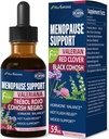 Black Cohosh Menopause Atbalsta pilieni, Fitoestrogen papildinājumi W/Red Clover, Motherwort & St. John's Wort ekstrakts karstā mirgo, nakts sviedriem & komforts. Cimicifuga para Menopauzija. 2oz.