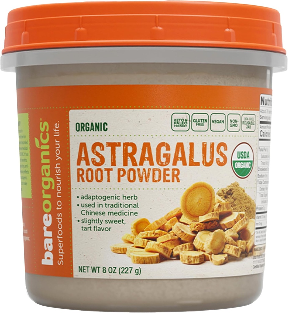 BareOrganics Biologische Veganistische Astragalus, 8 Ounce