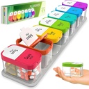 Extra Large Weekly Pill Organizer - XL Vitamin Holder mit 7 Detachable AM Compartments - Tragbare Medizinspender für Zuhause und Reisen, Big Supplement Container für Wöchentliche oder tägliche Nutzung, Rainbow