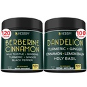 Herbpy Bundle 7in1 Berberine HCl & 6in1 Dandelion Supplement - Support Immune, Digestion and Heart Health