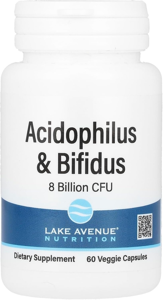 California Gold Nutrition Acidophilus and Bifidus, Probiotic Blend with Lactobacillus acidophilus, Bifidobacterium lactis un Bifidobacterium longum, 60 Veggie kapsulas