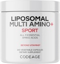Kodeasje Multi Amino + BCAA & EAA Supplement, alle 9 essensielle Aminosyrer, gratis-form grened-Chain Amino Acid piller, Sportstilskudd, Pre & post trening, Liposomal Levering, Vegan, 240 kapsler