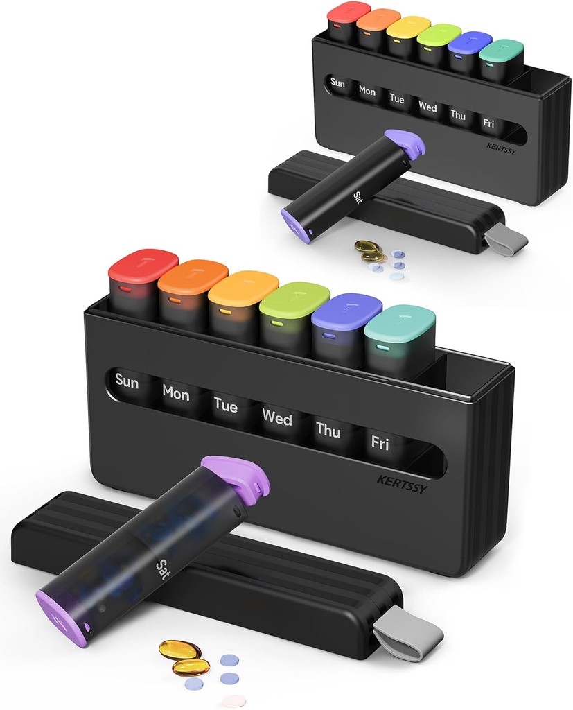 주간 알약 주최자 2 시간 하루 - 오전 Pm 알약 상자 7 일, 매일 약물 치료를위한 큰 Twice 약 알약 케이스, 비타민, 생선 기름, 휴대용 주간 알약 홀더 용기를 보충합니다.