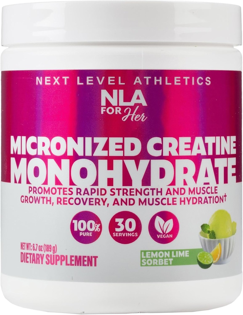 그녀의 Creatine Monohydrate는 여성 (30-5g 서빙) -Great Tasting Lemon Lime Sorbet flavored-Lean 근육 성장 & 운동 회복, Boost Performance- Vegan, Bloating 또는 물 보유