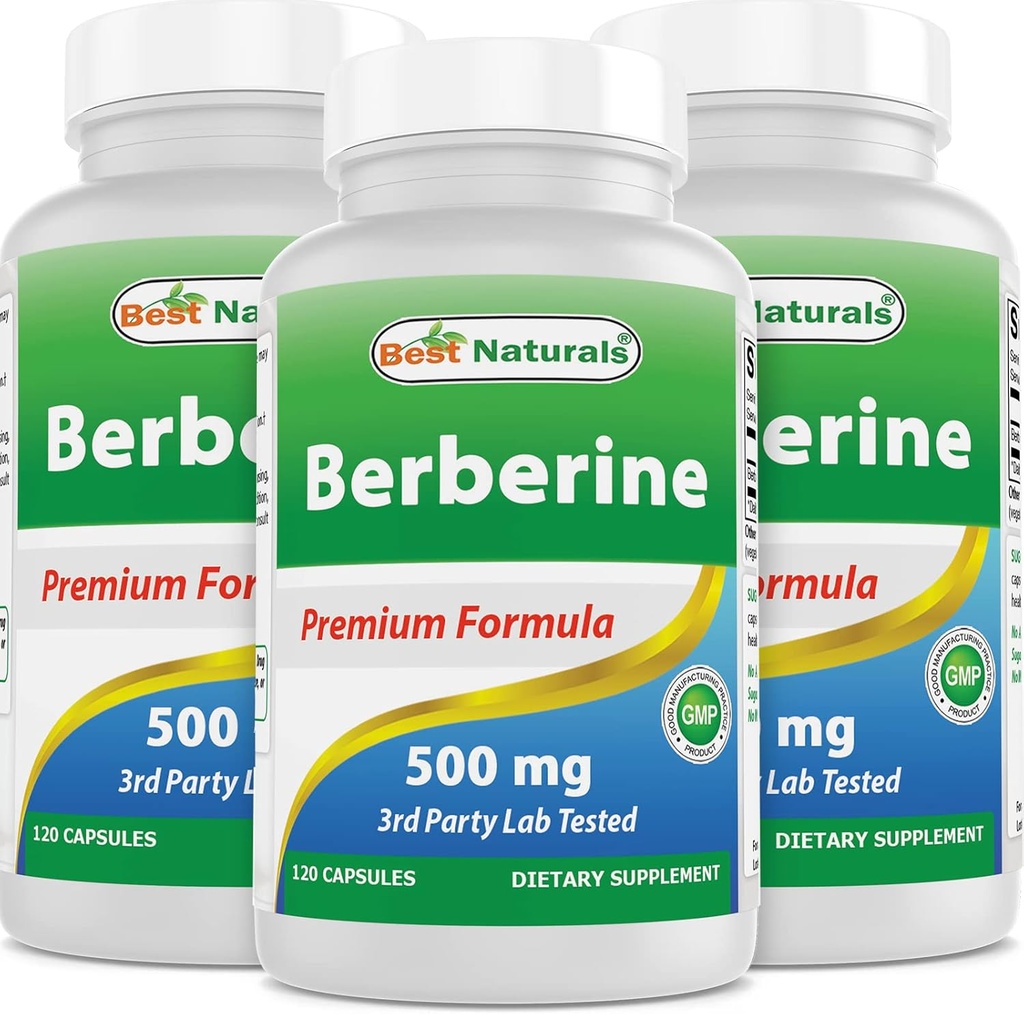 Berberine 500mg 120 Capsules - 支持Imune函数,心血管和胃肠函数(120个计数(3包))