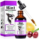 Dog Multivitamin,15 in 1 Dog Multivitamin Liquid Drops Supplements, Dog Vitamins for Heart Health, Bones, Joint, Skin & Coat, Bladder, Immune System Support 60ml
