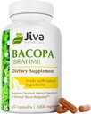 Jiva Botanicals Bacopa Monnieri Supplement Pure 1000mg per Serving - Alta Potência Bacopa Monnieri (Brahmi) & Extract for Normal Brain, Focus, & Memory Support - Ayurvedic Herbs - 60 Cápsulas