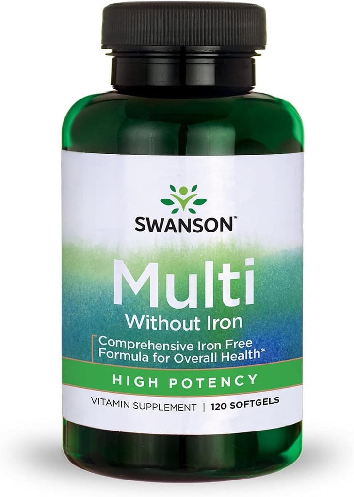 Swanson Multi without Iron Multivitamin Health supplement Iron-Free Formula 120 Softgels Sgels