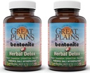 Yerba Prima Великий Plains Bentonite Clay Caps Plus Herbal Detox (Pack of 2) - Food Grade - Liver & Colon Cleanse Supplement Capsules