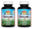 Yerba Prima Great Plains Bentonite Clay Caps Plus Herbal Detox (Pack of 2) - Food Grade - Liver & Colon Cleanse Supplement Capsules