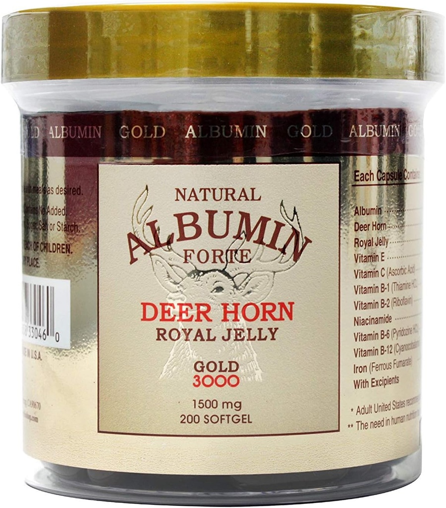 Natuurlijke Albumin Forte Deer Horn Royal Jelly - 1500mg/200 Softgel