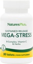 Natures Plus Mega Complex, Sustained Release - 30 Vegetarische tabletten - B complex, vitamine C supplement, kamille & kruiden - Glutenvrij - 30 porties