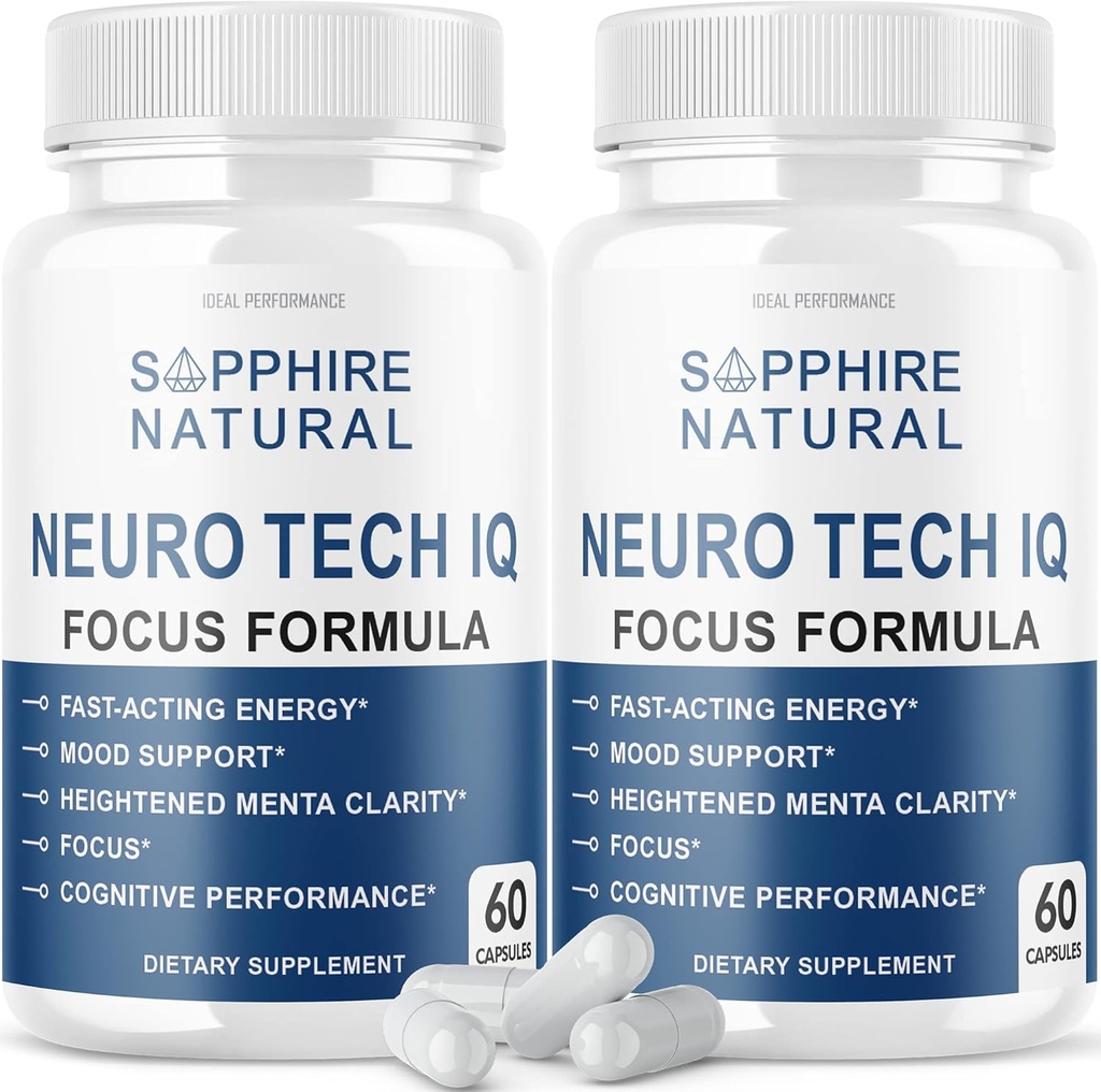 (2 pakke) Neuro Tech IQ Brain Supplement Neurotech Iq Focus Formula piller (120 kapsler)