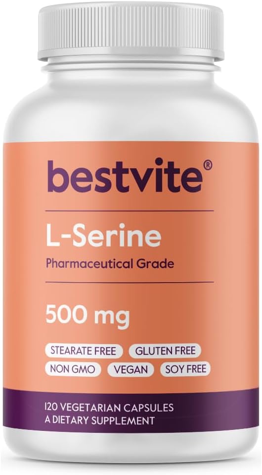 BESTVITE L-Serine 500mg (120 capsule vegetariene) - Fără Stearet - Vegan - Non OMG - Gluten Free