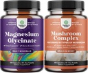 Bundle of Magnesium Glycinate Capsules Mineral och Nootropic Brain Focus Mushroom - Immune Support Bone Health Mood Support - 10X Mushroom Blend för sockerbalans och mental fokus