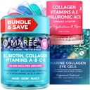 MAREE Bundle - vitamin B1 Thiamine Gummies, Lip mặt nạ, dưới mắt Gels - A, E, D, Cragen & Hymluronic acid cho da, móng tay, tóc - mặt nạ cho Lips - Guffy Eyes