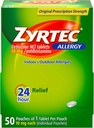 Zyrtec 24 saat Antihistamin Tableti başına 10 mg Cetirizine HCl olan, 1 Tablet Paket, 50 ct Dispensit Pack