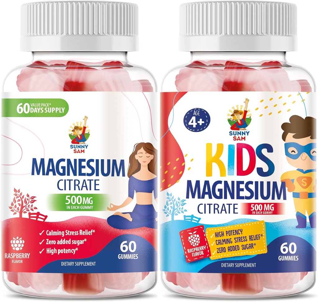 Magnesium Gummies for barn og voksne - 500 mg - Rolig Magnesium Chews - Magnesium Citrate Chewable Supplement for Mood & Muscle Support