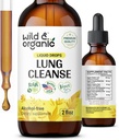 Wild & Organic Lung Cleanse Tincture - Lungs üçün Mullein Leaf Özü - Herbal Detox Supplement - Vegan, Sugar & Alkol-Free Mullein Drops - 2 fl oz