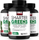 FORCE FACTOR Smarter Greens tabletid, 3-pakk, rohelised toidulisandid koos 25+ supertoiduga ja antioksüdandid, et parandada seedimist, vähendada stressi, tugevdada immuunsust ja toetada ainevahetust, 270 tabletti