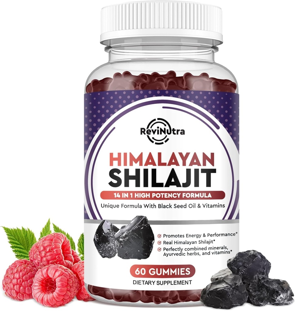 Shilajit Gummies - Himalayan Organic Shilajit supplement 14-in-1 Complex with Black Seed Oil " Ayurvedic Herb Blend, Fulvic Acid for Men " Women - for Energy, Cognitive " Immunity Support