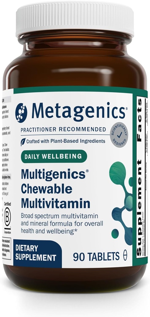Multivitamina multigênicas mastigáveis - Vitamina diária e suporte mineral para crianças e adultos - sabor laranja, não-GMO, comprimidos sem glúten, mastigáveis - GMP Certified Facility - 90 Servings