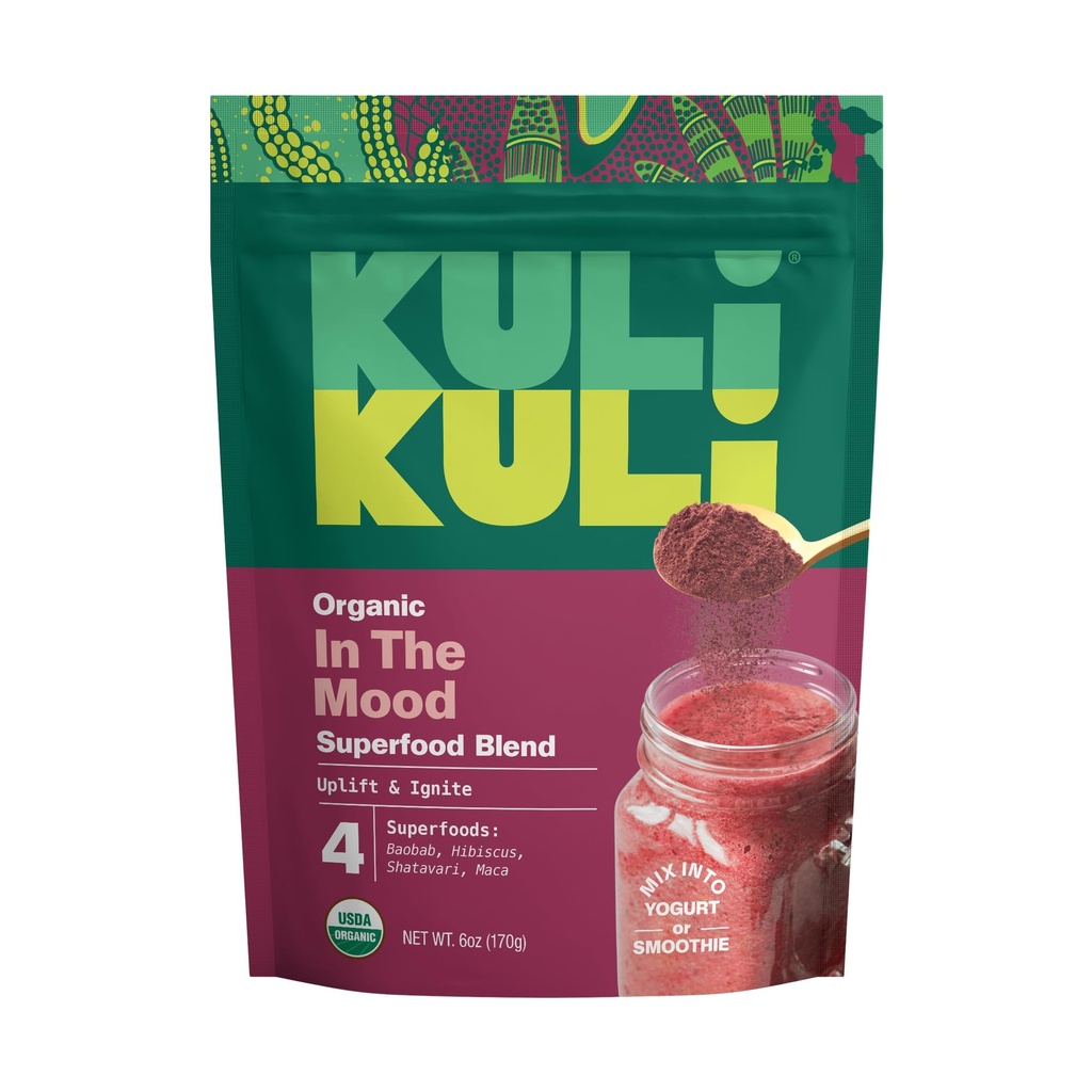 Kuli Kuli Mood Magic 6 oz Organic Uplifting Superfood Powder - Powerful Blend of Maca, Baobab, Hibiscus, and Cinnamon - Superfood powder blend for Mood, Stress Reduction, Cognitive Function