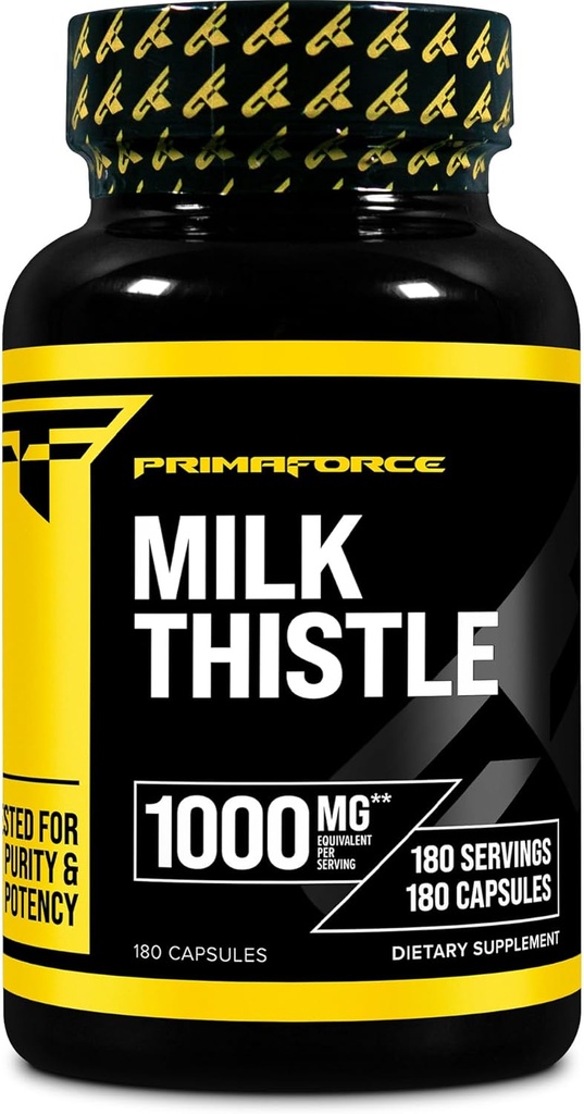 Primaforce Milk Thistle 180 Capsules 1000mg Equivalen - Gluten Free, Non-GMO Dietary Suplemen, dari 250mg 4: 1 Ekstraksi