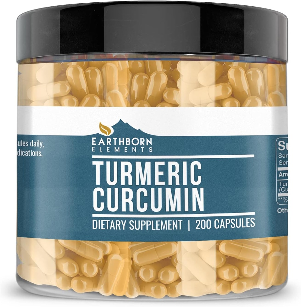 Earthborn Elements Turmeric Curcumin 200 Kapsül, Pure & Undiled, No əlavə
