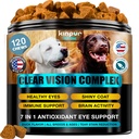 Clear Vision Eye Vitamins for Dogs – 4‑in‑1 Lutein, Lycopene, Vitamin C, Carrot & Fish Oil Vision Support for Senior & Adult Dogs with Cloudy Eyes & Tear Stains, Soft Duck Chews, 120 Tasty Treats