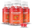 BeLive Elderberry Gummies s zinem a vitaminem C - Imunitní podpůrný dodatek s vitamínem D, A, E, B12 - Gummies pro zdravé kosti a zuby, Vegan, Keto & Non-GMO - Raspberry Flavor 124; 3-Pack