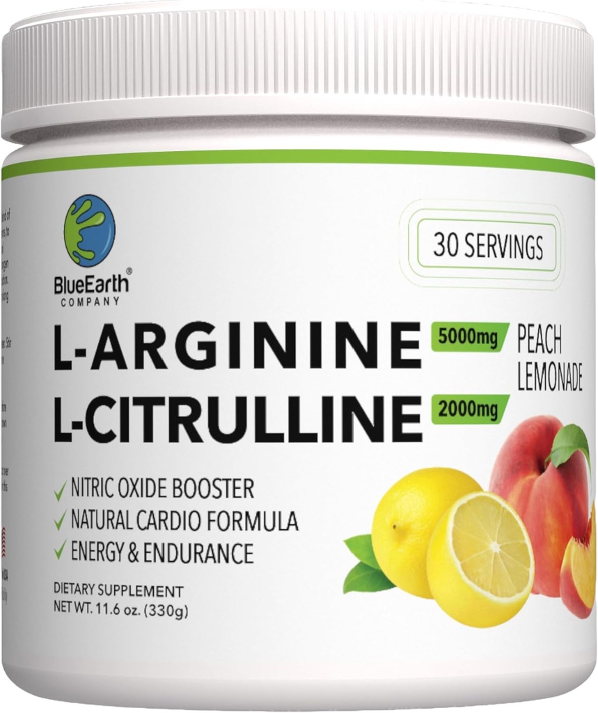 L-Araginine 5000mg + L-Cililline 2000mmg complex Powder suplementari - Nitric Oxide Booster - Coral, salut, flux de sang, energia i final - 30 Servings (Palimona)