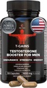 T-GAINS Testosterone Booster for Men for Muscle Growth (120 Caps) - Boosts Endurance, Strength, & Energy - Testosterone Supplement for Men, TRT Test Booster & Estrogen Blocker - HGH Supplements