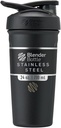 BlenderBottle Stradaのシェーカーのコップはワイヤー ウィスク、24Ounce、黒が付いているステンレス鋼の水差しを絶縁しました