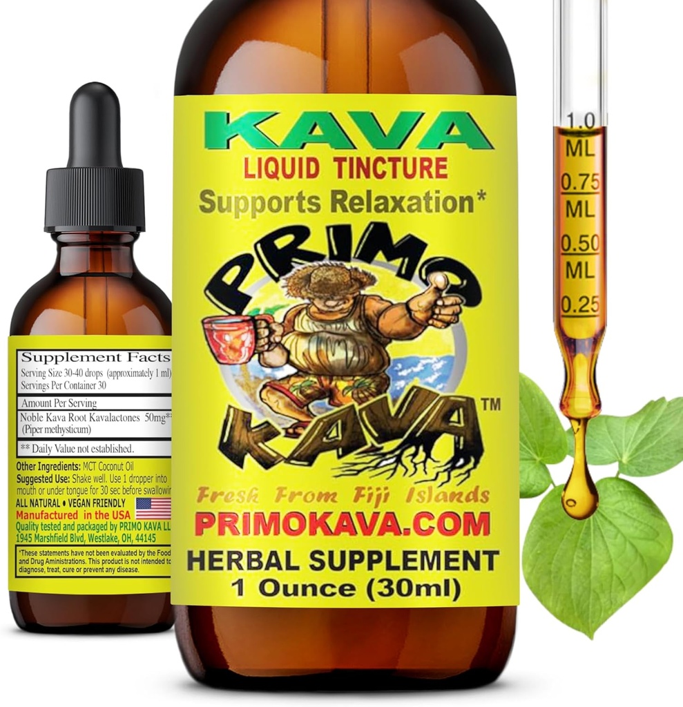 Tropfen | Natürliche Kava von Fiji | Fast Acting Kava Root Extract for Calming & Relaxation | 50 mg Potent Kavalactone | 1 oz